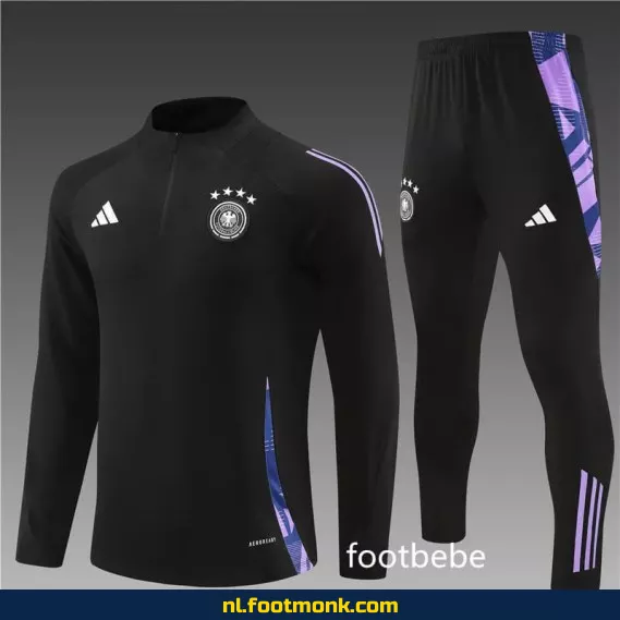 Duitsland 2024-2025 halfzip voetbalshirt zwart – Officieel supporter shirt