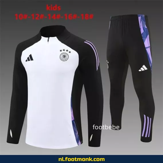 Duits voetbalshirt kinderen 2024/2025 halfzip wit – Officieel supporter shirt
