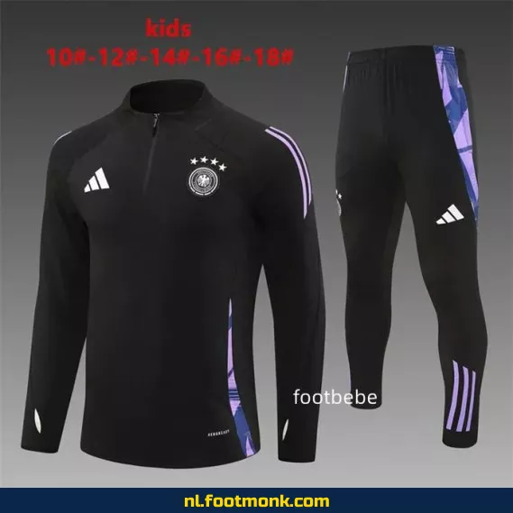 Duits voetbalshirt voor kinderen 2024-2025 - halfzip zwart - officieel supporterstenue