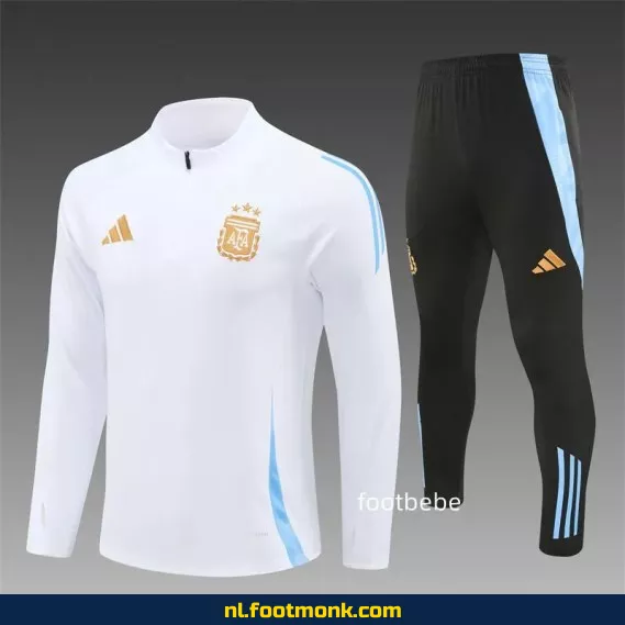 Argentinië 2024-2025 Voetbalshirt Halfzip Wit – Officieel Fanwear
