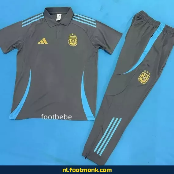 Argentinië Voetbalshirt 2025-2026 - Donkergrijs Polo Shirt voor Supporters - Officieel Fanwear