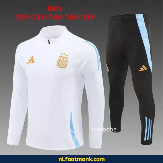 Argentinië voetbalshirt kinderen 2024-2025 halfzip wit – Officieel supporter shirt