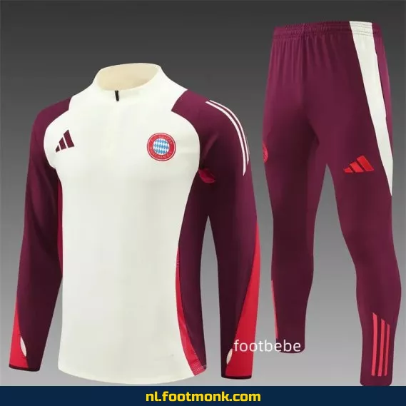 Bayern Munich 2024/2025 Halfzip Voetbalshirt Wit – Officieel Fanwear, Heren/Dames