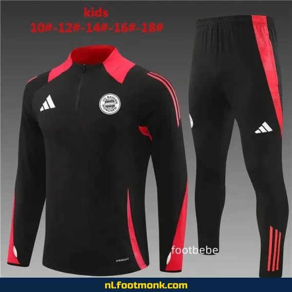 Bayern Munich Kinder Voetbalshirt 2024-2025 Zwart Halfzip – Officieel Fanwear, Voetbalshirts Kinderen
