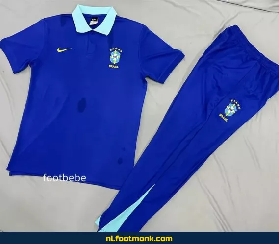 Brazilië 2025-2026 Blauw Polo Voetbalshirt – Officieel Supporterstenue – Heren & Dames