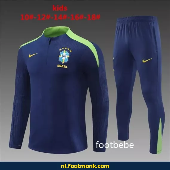 Brazilië Voetbalshirt Kinderen 2024-2025 - Koningsblauw | Officieel Voetbalshirt | Personaliseerbaar