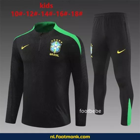 Brazilië Voetbalshirt Kinderen 2024-2025 - Zwart | Officieel Voetbalshirt | Personaliseerbaar | Fanwear