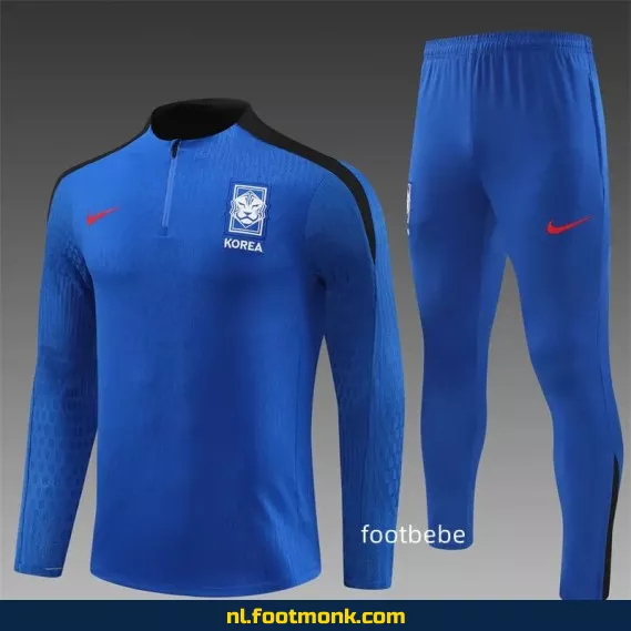 Zuid-Korea 2024-2025 Voetbalshirt Halfzip Blauw – Officieel Voetbalshirt, Fanwear, Aanbieding