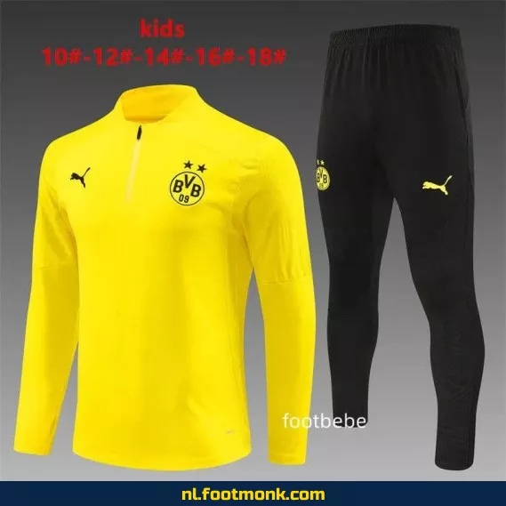 Borussia Dortmund Kinder Voetbalshirt 2024/2025 – Geel Halfzip Trainingsshirt – Officieel Voetbalshirt voor Kinderen – Fanwear Aanbieding