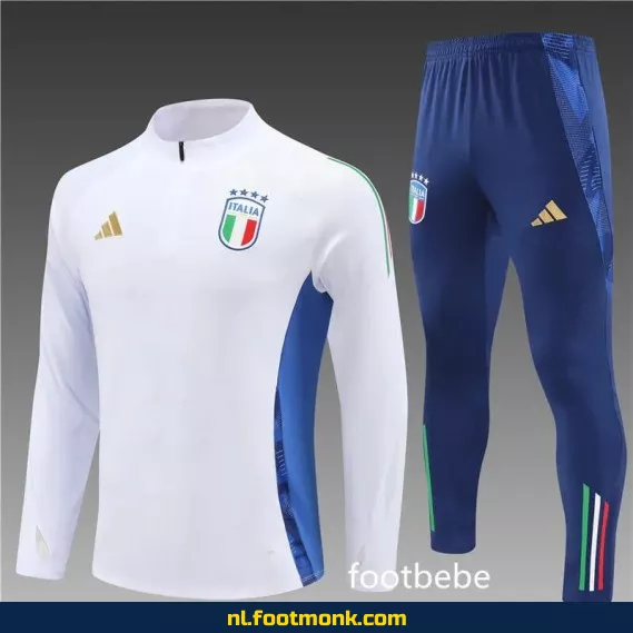 Italiaans Voetbalshirt 2024-2025 – Halfzip Wit – Officieel Fanwear