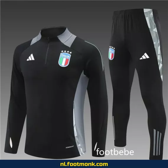 Zwart half-gesloten Italiaans voetbalshirt 2024-2025 – Officieel voetbalshirt voor heren en dames
