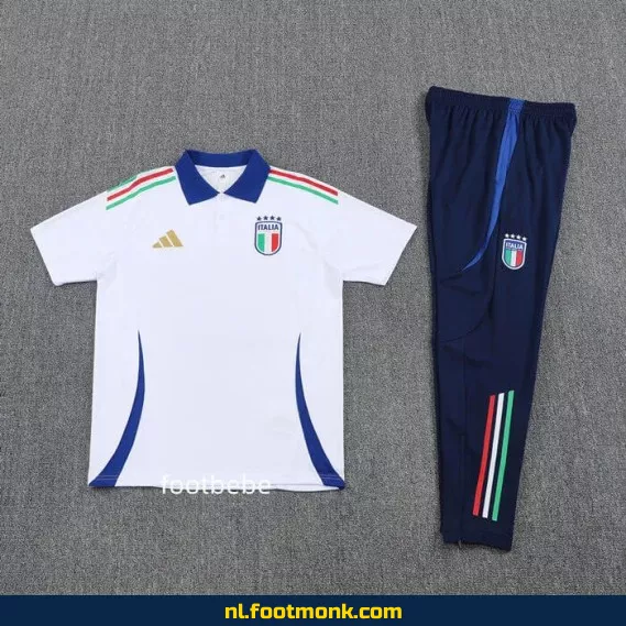 Italië 2025-2026 Wit Polo Voetbalshirt – Officieel, Customizen, Aanbieding