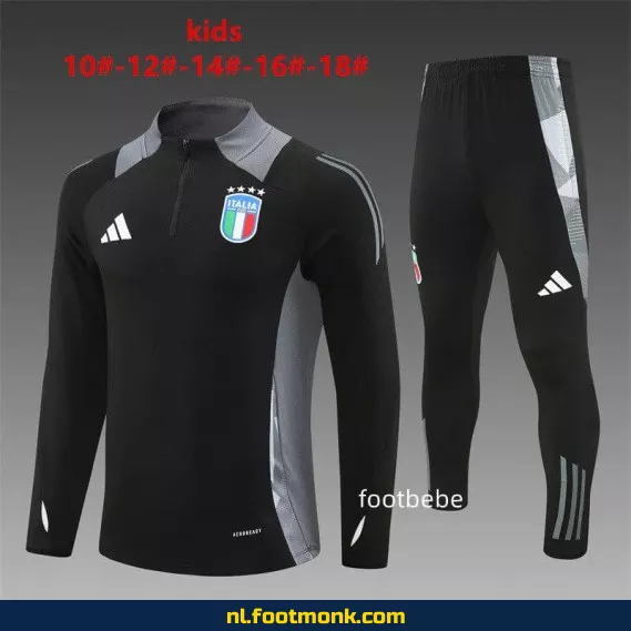 Italiaans Voetbalshirt Kinderen 2024-2025 – Zwart Halfzip Trainingsshirt