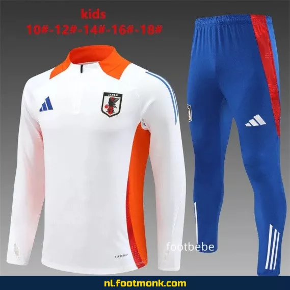 Japans Voetbalshirt voor Kinderen 2024/2025 – Halfzip Wit – Officieel, Personaliseerbaar
