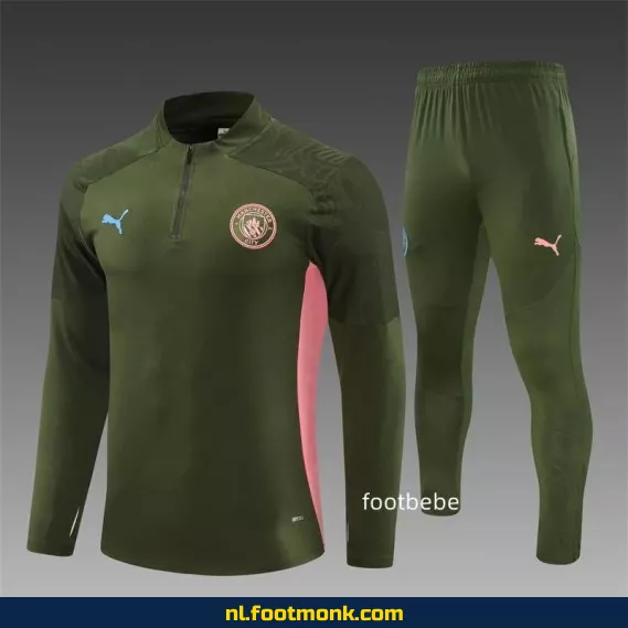 Manchester City 2024-2025 Trainingspak Militair Groen - Officieel Voetbalshirt, Fanwear, Heren/Dames