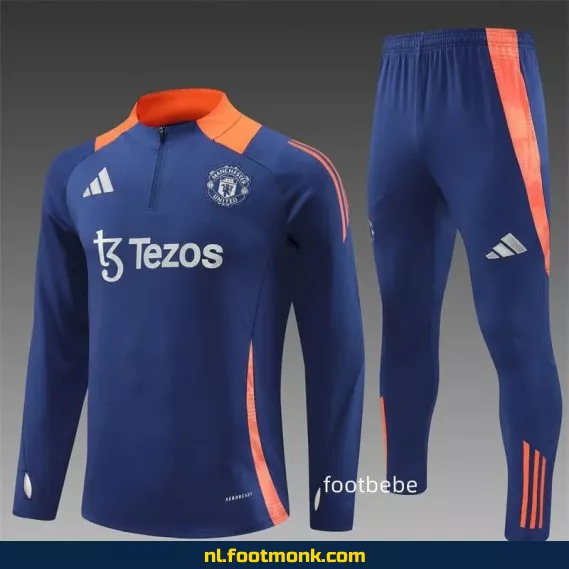 Manchester United 2024/2025 Koningsblauw Halfzip Voetbalshirt – Officieel Voetbalshirt voor Supporters