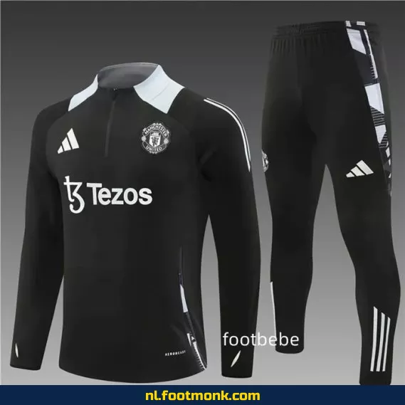 Manchester United 2024/2025 Zwart Halfzip Trainingsshirt – Officieel Voetbalshirt voor Supporters