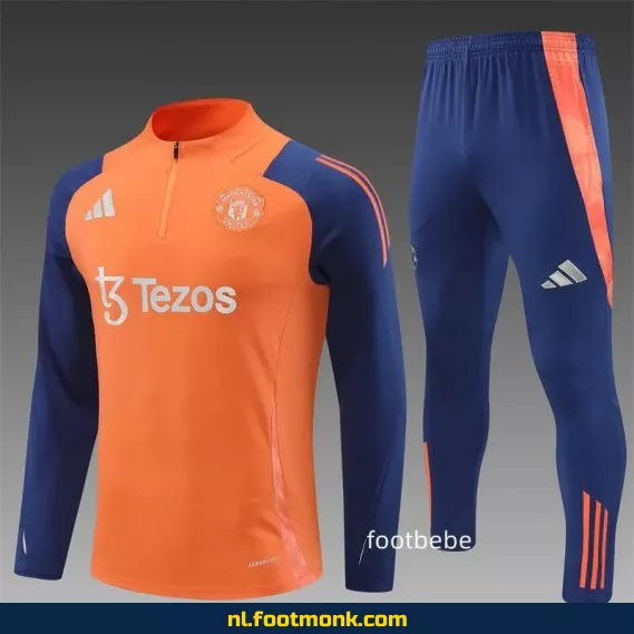 Manchester United 2024-2025 Oranje Halfzip Voetbalshirt – Officieel Voetbalshirt voor Supporters – Heren & Dames