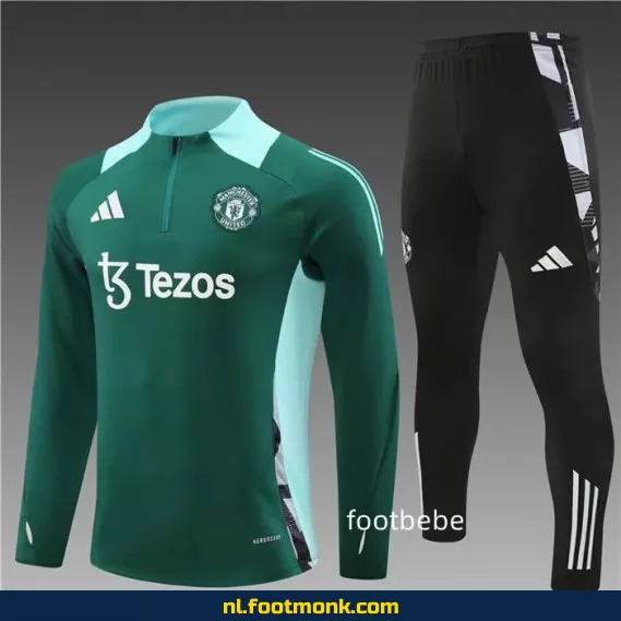 Manchester United 2024/2025 Voetbalshirt Dames/Heren - Groen Halfzip Trainingstop - Officieel Voetbalshirt