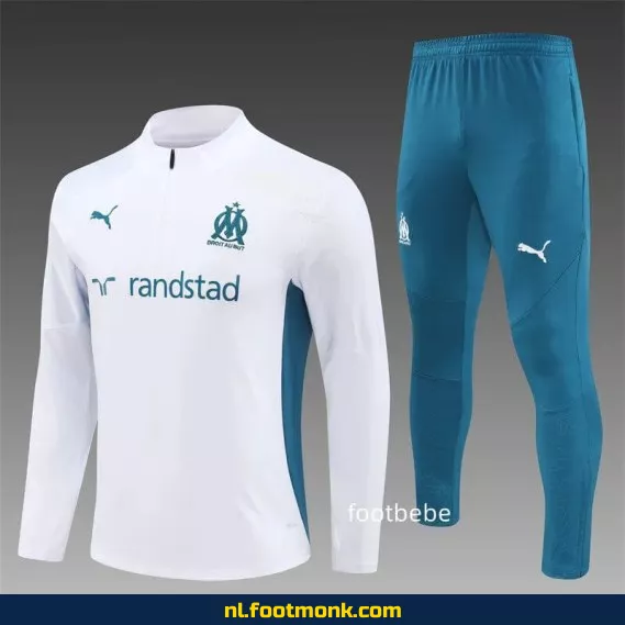 OM Marseille Voetbalshirt 2024-2025 – Halfzip Wit – Officieel Voetbalshirt | Fanwear | Aanbieding