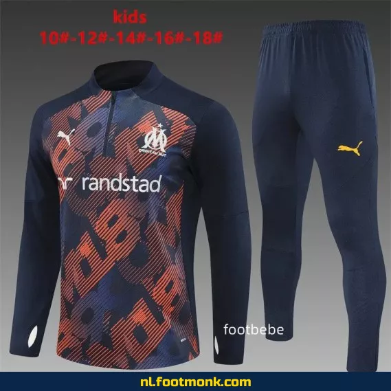 Olympique Marseille Kinder Voetbalshirt 2024-2025 – Koningsblauw Camouflage – Officieel Supportershirt