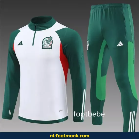 Mexico 2023-2024 halfzip voetbalshirt wit – Officieel voetbalshirt, supporter shirt, voetbalshirt heren/dames, fanwear aanbieding