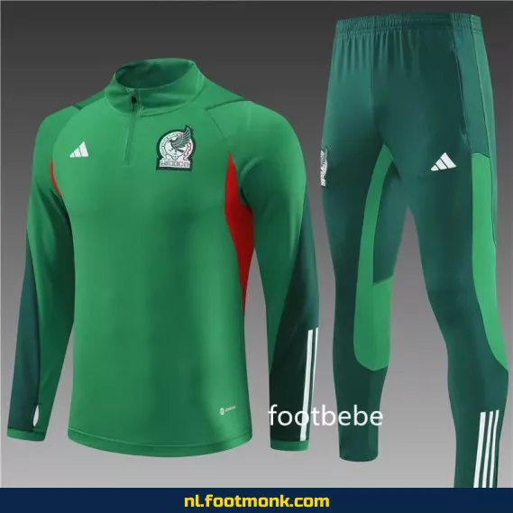 Mexicaans voetbalshirt 2023-2024 – Groen halfzip trainingsshirt voor supporters – Officieel voetbalshirt