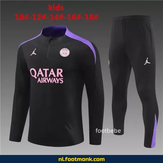 PSG Jordan Kinder Voetbalshirt 2024-2025 - Zwart Paars - Officieel Voetbalshirt voor Kinderen - Exclusieve Fanwear
