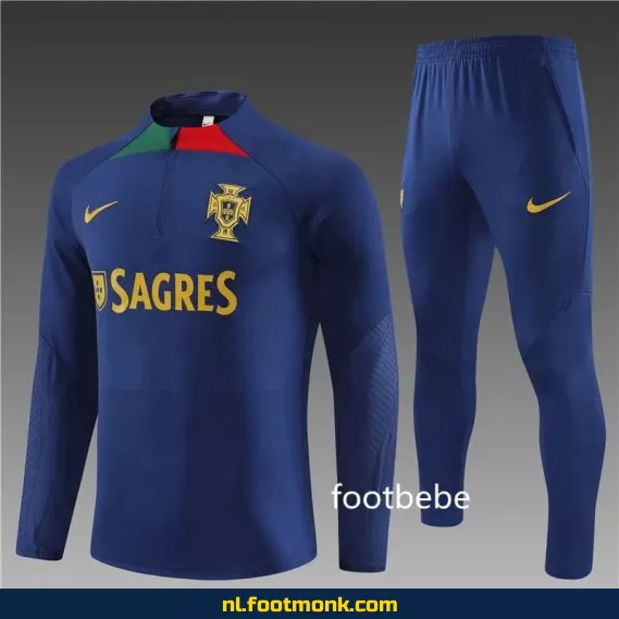 Portugal 2023-2024 Koninklijk Blauw Halfzip Voetbalshirt – Officieel Fanwear, Aanbieding