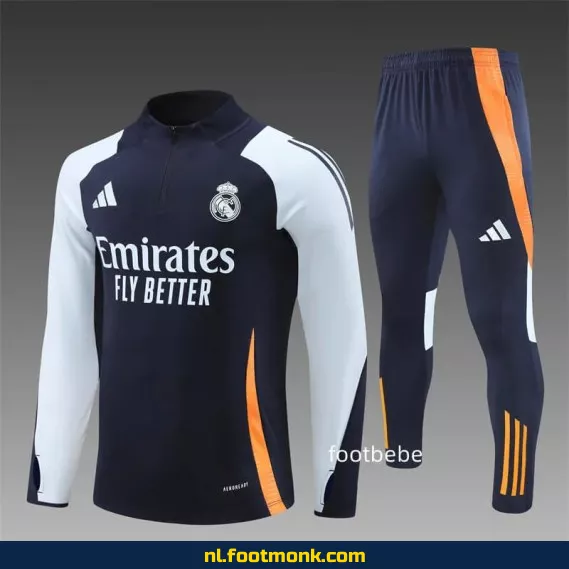 Real Madrid 2024-2025 Koningsblauw Halfzip Voetbalshirt – Officieel Voetbalshirt voor Supporters – Heren & Dames