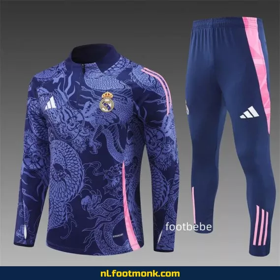 Real Madrid 2024-2025 Dragon Violet Half-Zip Voetbalshirt – Officieel Voetbalshirt voor Supporters