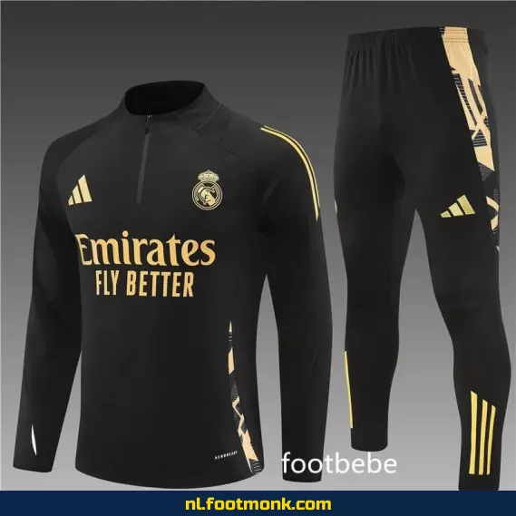 Real Madrid 2024-2025 Zwart Halfzip Voetbalshirt – Officieel Voetbalshirt voor Supporters