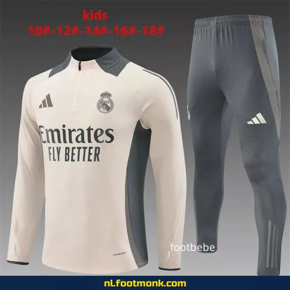 Real Madrid Kinder Voetbalshirt 2024-2025 – Halfzip Abrikoos | Officieel Voetbalshirt | Voetbalshirt Kinderen | Fanwear Aanbieding