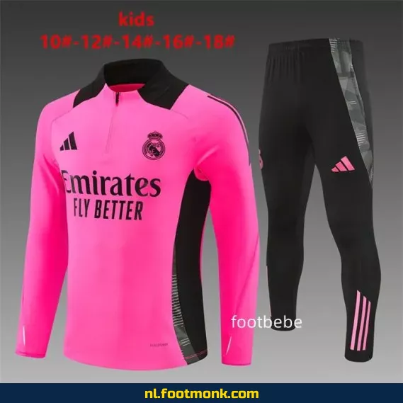 Real Madrid Kinder Voetbalshirt 2024-2025 - Roze Rood - Officieel Voetbalshirt